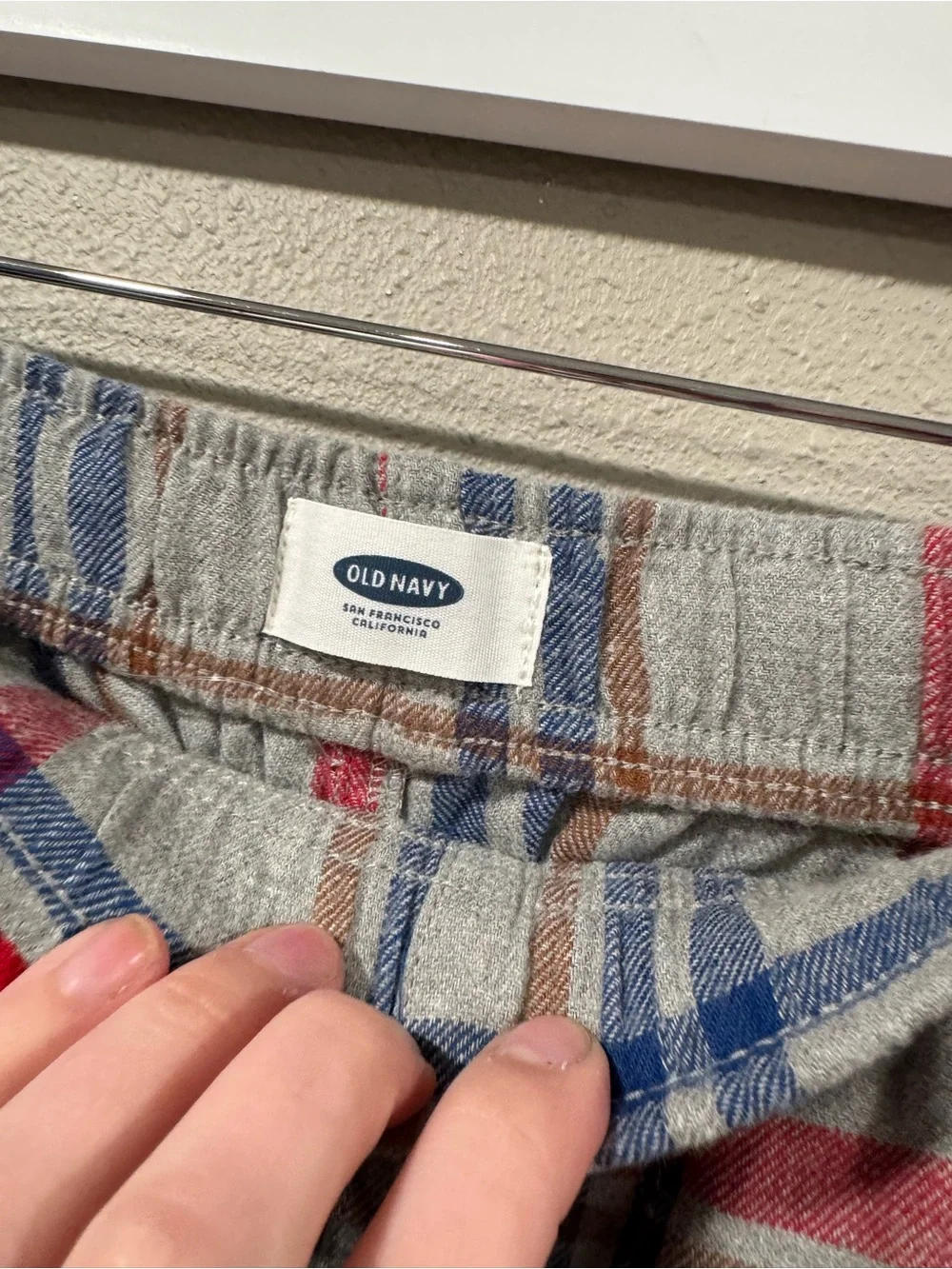 NWT Old Navy Men's Plaid Lounge Pants - Grey with Red & Blue